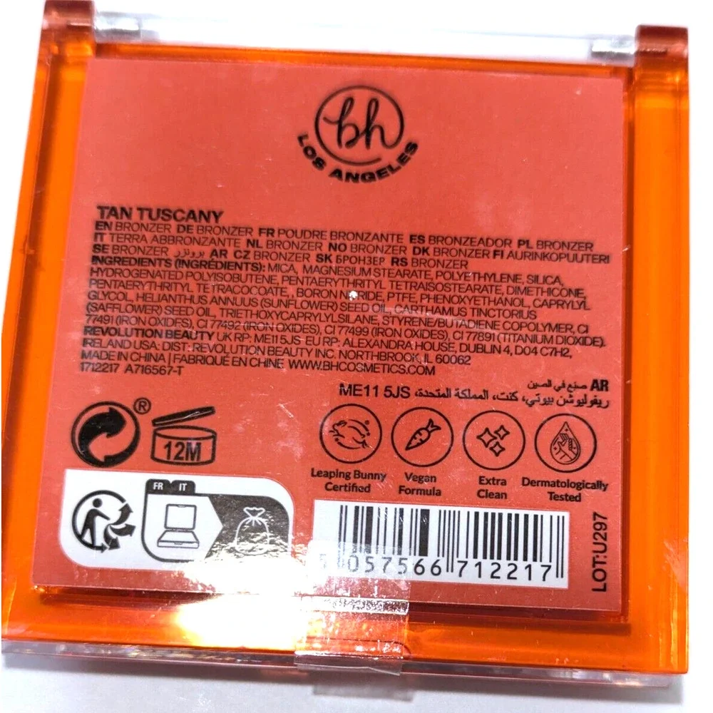 bh Matte Bronzer Full Heat Pressed Powder Compact in Tan Tuscany, 0.22 Oz